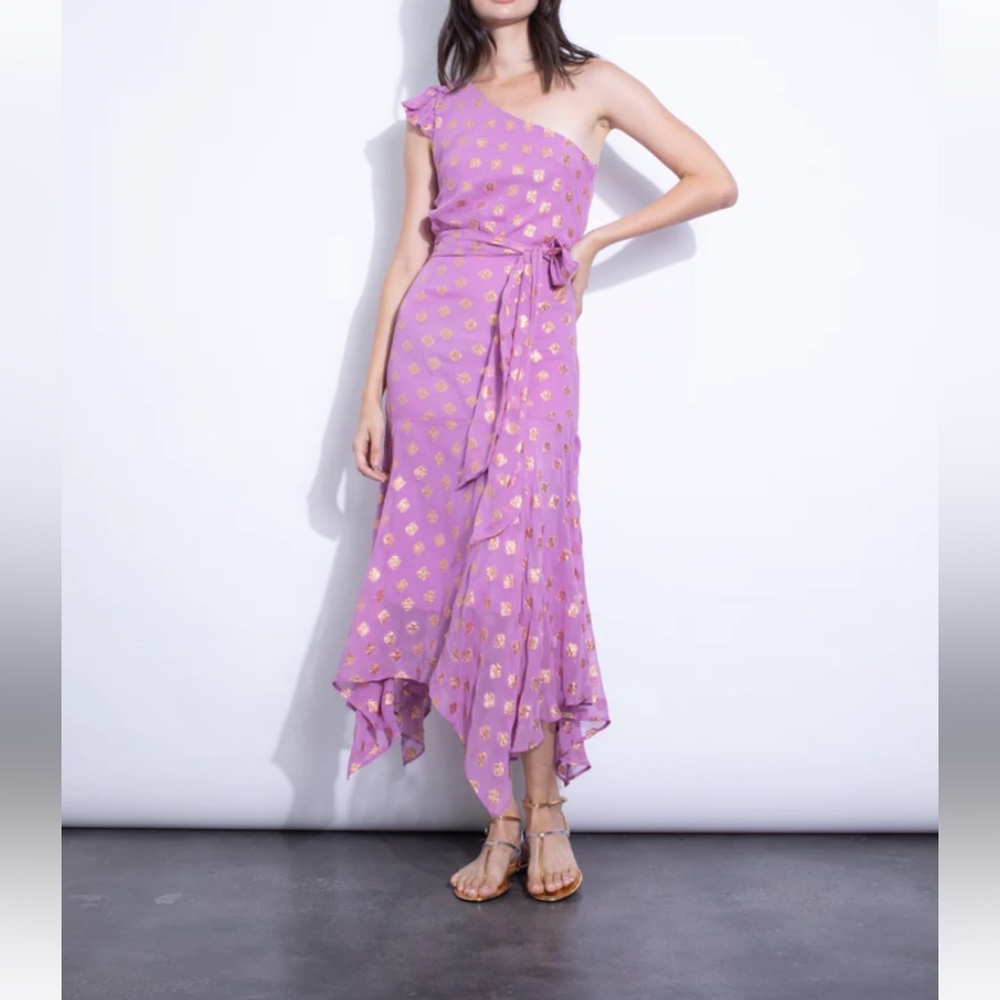 Purple and gold Karina Grimaldi dress